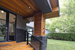 Livingstone house exterior completed with jet black slate installed on the exterior of the house
